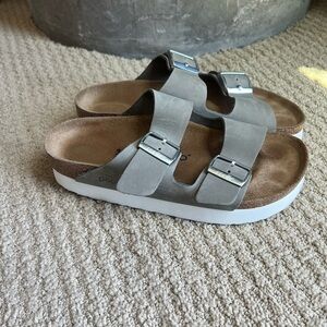 Birkenstock Gray and White Sandals with Adjustable Straps